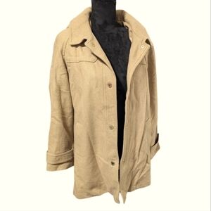 Jones New York Camel Tan Gold Logo Snap Button Wool Blend Coat